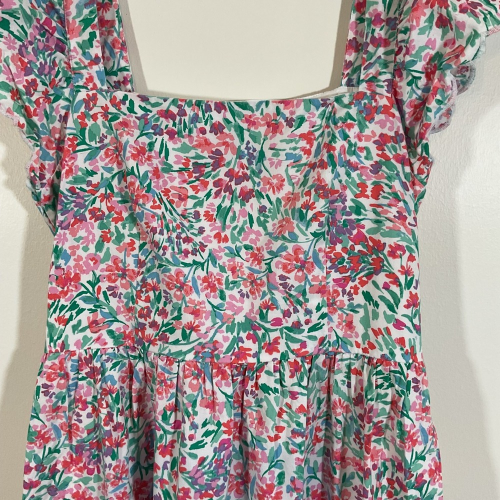 J.Crew Floral Flutter Sleeve Midi Dress Women 4 Square Neck Cottagecore Feminine - Picture 6 of 16